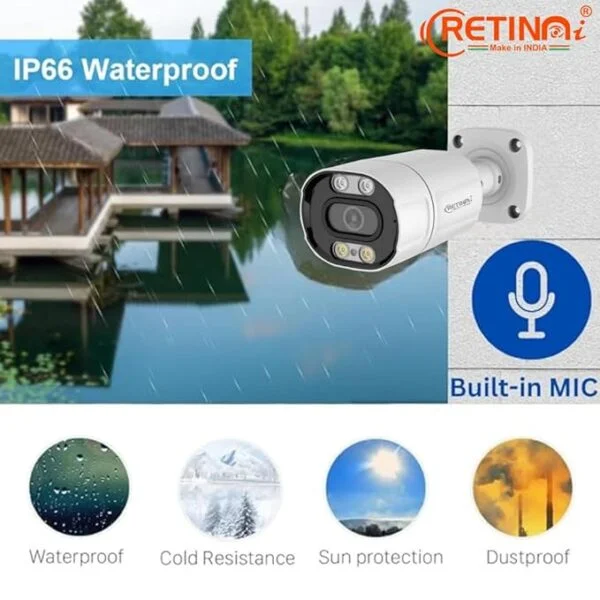 RETINAI IP BULLET CCTV CAMERAS 4 Megapixels and 5 megapixels with Colour Vision Metal Body Camera | CCTV for Indoor, Outdoor, Home, Office | Day/Night CCTV Camera 3