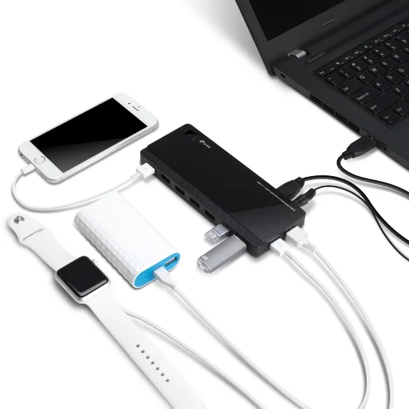 TP-Link UH720 USB 3.0 7-Port Hub – 2 Smart Charging Ports, High-Speed Data Transfer, External Power Adapter, Plug & Play 4