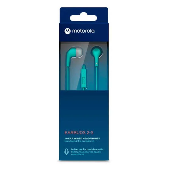 Motorola Wired Earbuds with Microphone – Earbuds 2-S Corded in-Ear Headphones, Control Button for Calls/Music, Comfortable Lightweight Silicone Ear Buds, Clear Bass Sound, Noise Isolation 2