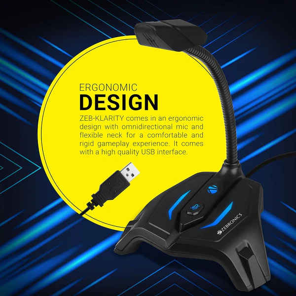Zebronics Zeb-Klarity USB Gaming Mic – Omnidirectional with Flexible Neck 3