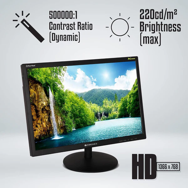 ZEBRONICS Zeb-V19Hd 18.5 Inch HD LED Monitor – HDMI & VGA, 1366×768 Resolution 2