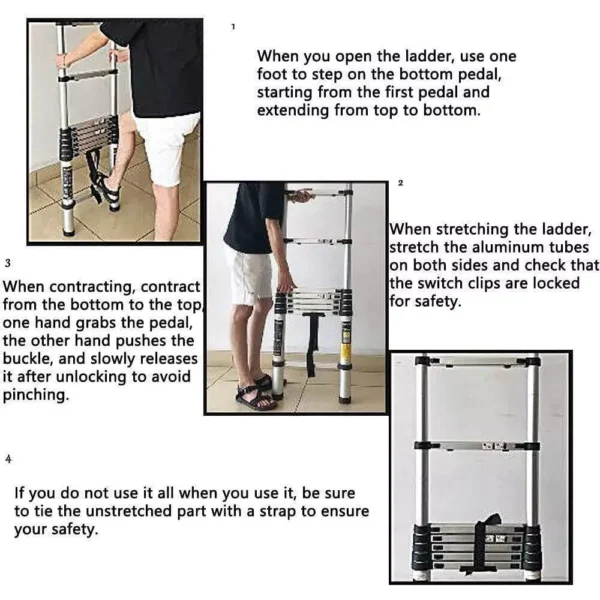 Telescopic Aluminium Ladder – 4.4m (14.43 ft), Portable, Foldable & Multipurpose 2