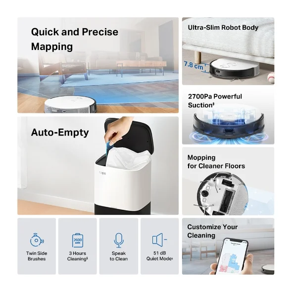 Sweeping | Vacuuming | Mopping | Emptying Tapo RV20 Mop Plus New MagSlim 2
