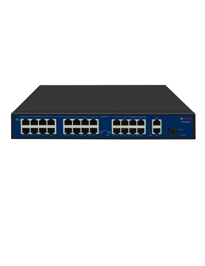CP PLUS CP-DNW-HPU24G2F1-30-V2 27-Port PoE Network Switch – 24 PoE Ports, 2 Gigabit Uplink Ports, 1 SFP Port, 30W per Port, Rack Mountable