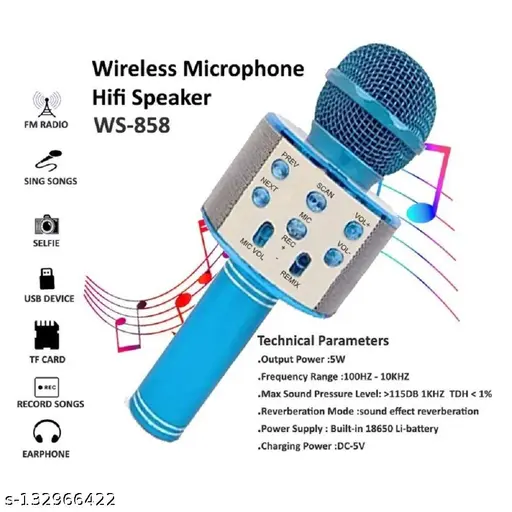 WS-858 Wireless Bluetooth Mic – Handheld Karaoke Microphone with Voice Changer 2