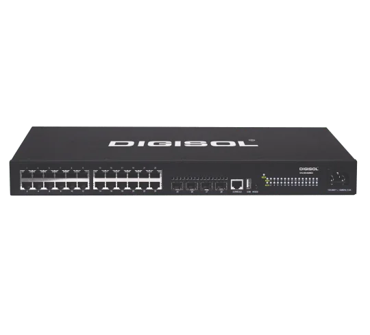 Digisol DG-GS4628E2 Gigabit Switch | L2 Dual Stack Intelligent Managed Switch | Energy Efficient, Fanless, VLAN, QoS, ERPS | 19” Rackmount