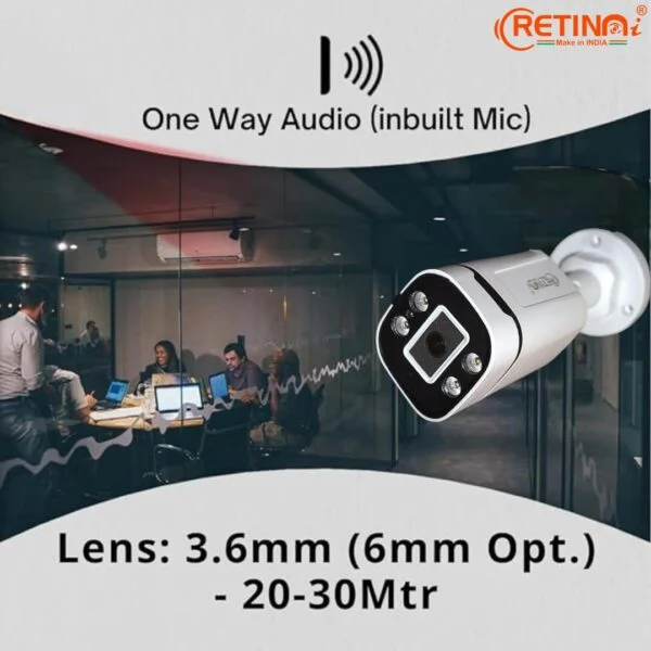 RETINAI HD Bullet 2.4MP CCTV Camera – High-Resolution Bullet Surveillance Camera with Color Vision, Mic, Night Vision, and Smart WiFi Support 3