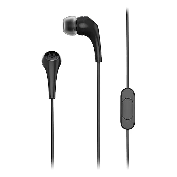 Motorola Wired Earbuds with Microphone – Earbuds 2-S Corded in-Ear Headphones, Control Button for Calls/Music, Comfortable Lightweight Silicone Ear Buds, Clear Bass Sound, Noise Isolation