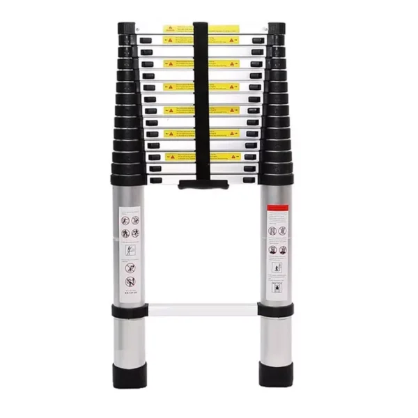 LADDER -Telescopic Stainless Steel Ladder 4.4 m (14.5 Ft) 15 Step Protect Aluminium Portable and Compact | Extension Multipurpose Step Ladder for Home and Outdoor | Anti-Slip Rubber Shoes