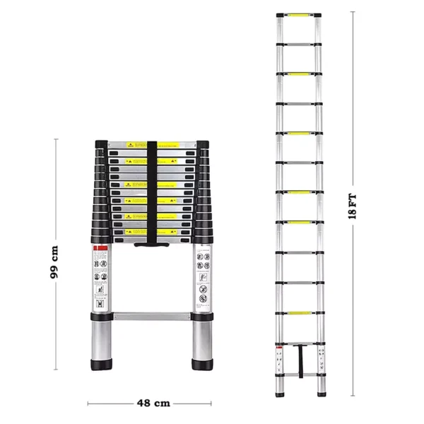 Telescopic Aluminium Ladder – 5.4m (18.00 ft), Foldable & Compact for Home and Outdoor Use 2