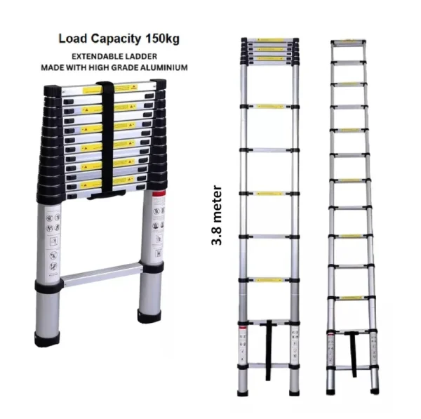 Telescopic Aluminium Ladder 3.8m (12.46 Feet) – Portable, Compact & Multipurpose