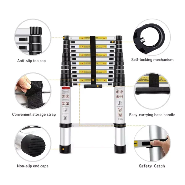 Telescopic Aluminium Ladder – 5.4m (18.00 ft), Foldable & Compact for Home and Outdoor Use 3