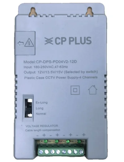 CP PLUS CP-DPS-PD04V2-12D 4 Channel Power Supply – 12V DC Output, CCTV Camera Power Distribution Box, Overload & Short-Circuit Protection