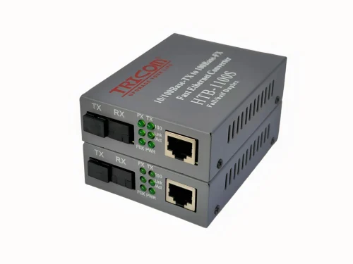 TRICOM Media Converter HTB-1100S- 10/100 Mbps Single Fiber 20 km 2