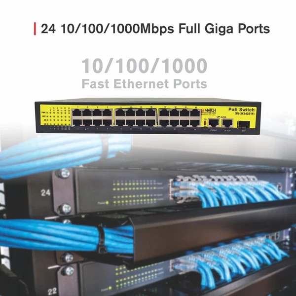 Match LB-Link BL-SF242E1F 24 Port PoE Switch with 2
