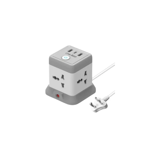 One Beat Cube Socket Extension Board – 4 Universal Sockets, 3 USB Ports (2 USB-A + 1 Type-C)