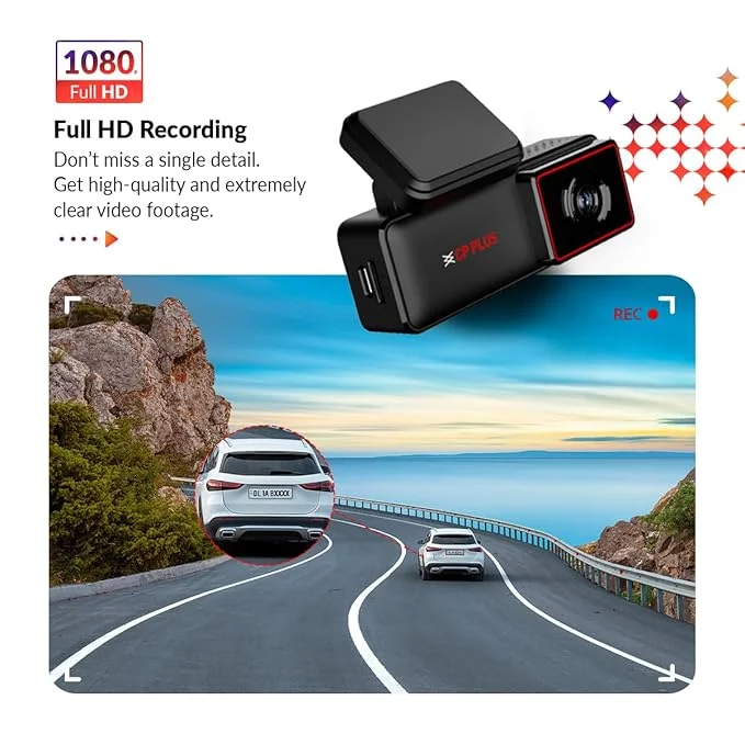 CP PLUS CP-AD-H2B-W CarKam Wi-Fi Dash Camera – Full HD 1080p Car DVR, Loop Recording, Wide-Angle Lens, G-Sensor, Built-in Wi-Fi 3