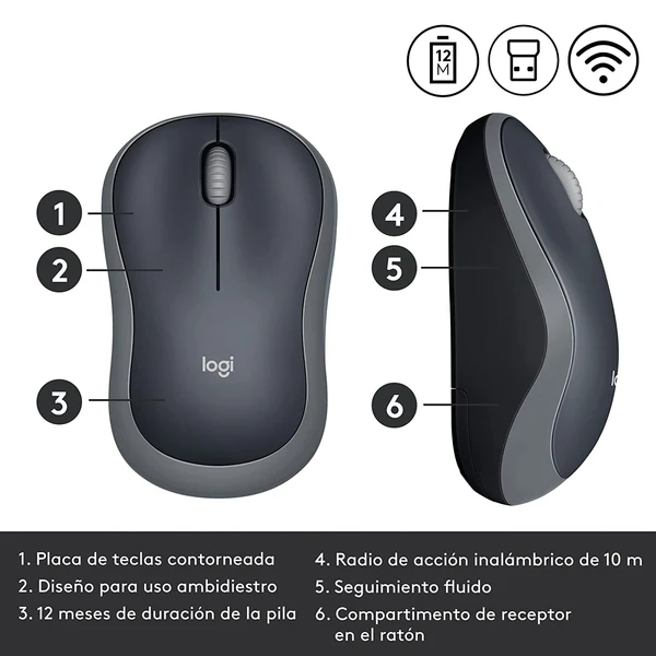 Logitech M185 Wireless Mouse, 2.4GHz with USB Mini Receiver 3