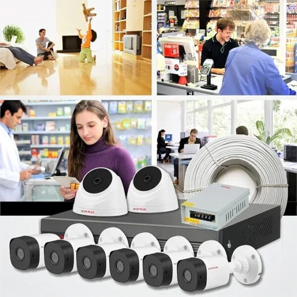 CP PLUS | CP-UCK-TD62N-B1 | 2.4MP HD CCTV Camera Kit | 6 Bullet, 2 Dome Cameras, 8 Channel DVR with Cable & Accessories 3