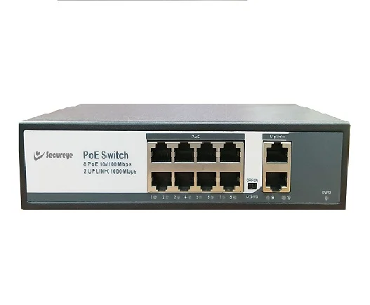 Secureye POE Switch S-8FE-2UG-LD-I – 8 Port PoE Switch with 2 Gigabit Uplink S-8FE-2UG-LD-I – 8 Port PoE Switch