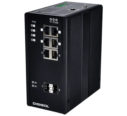 Digisol DG-IS4508HP – L2 Managed Din-Rail Industrial Ethernet Switch