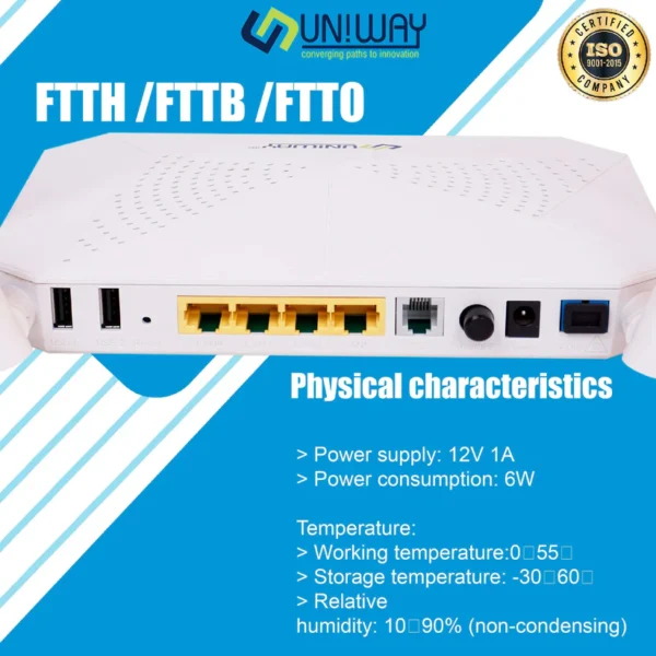 Uniway UW-315 VPW X-PON Dual Band WiFi Router – GPON/EPON Compatible | Dual Band 2.4GHz + 5GHz | TR069 Remote Management | FTTH Modem Router 3