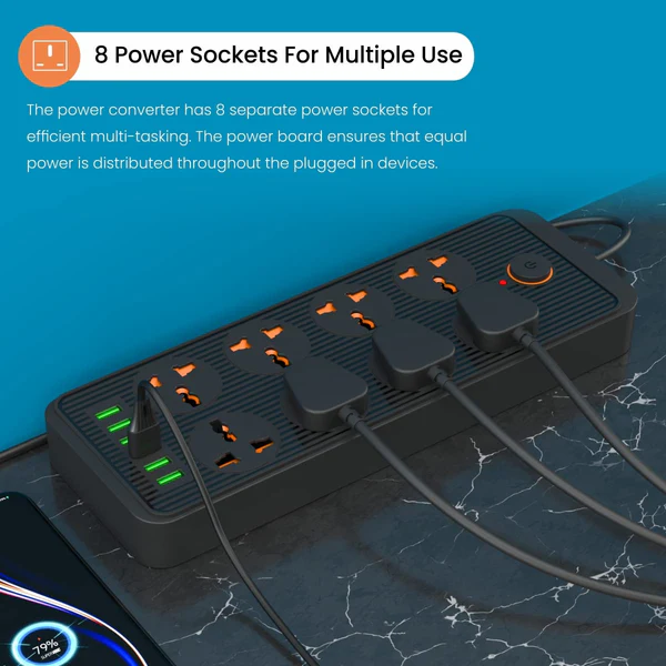 Portronics Power Plate 7 Extension Board – 8 Power Sockets, 6 USB Ports (2.1A) 3