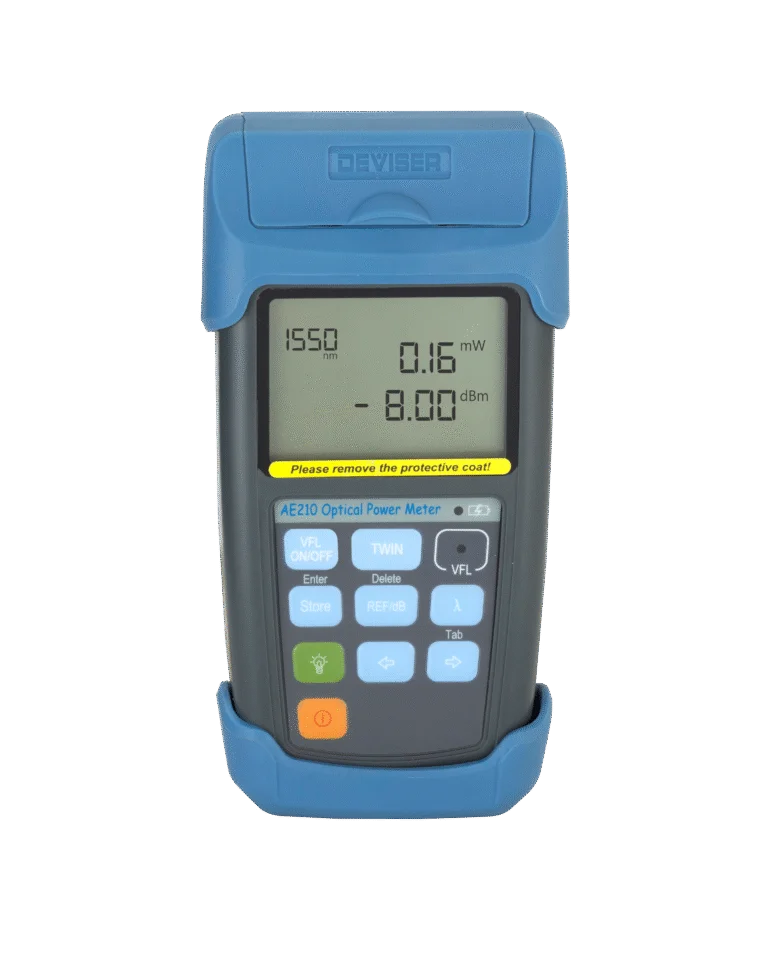 Deviser AE210 Optical Power Meter – Handheld Fiber Tester with 9 Wavelength Support