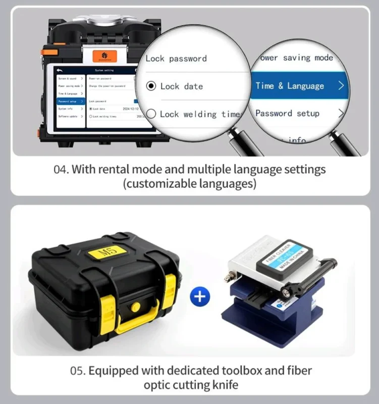 Grandlink GLK M5 UC13 Fiber Optic Fusion Splicer – Semi Automatic, 10000 Storage, 3000g 5
