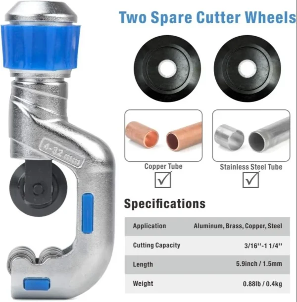 Pipe Tube Cutter – Compact Bearing Cutter for Copper, Steel & Aluminum Pipes