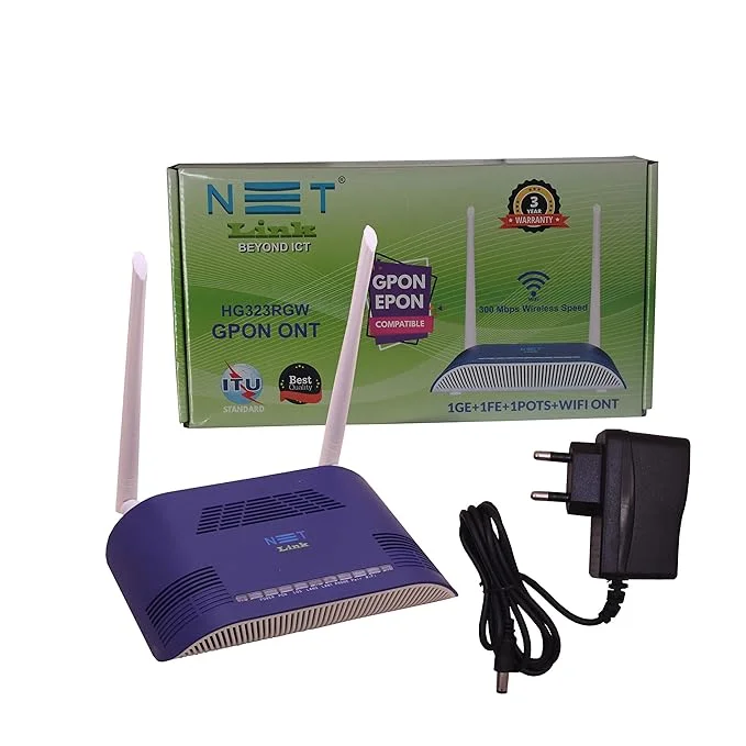 NETLINK XPON ONT (HG323RGW) 1GE+1FE+1POTS+WiFi, 2.4GHz WiFi Upto 300 Mbps 4