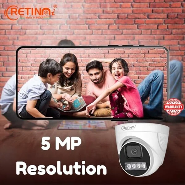 RETINAi IP Dome 5MP 1080 High-Resolution CCTV Camera Lens Up to 30M IR Distance with Colour Night Vision | Motion Detection Indoor, Home, Office Security Day/Night 24 Hour 5