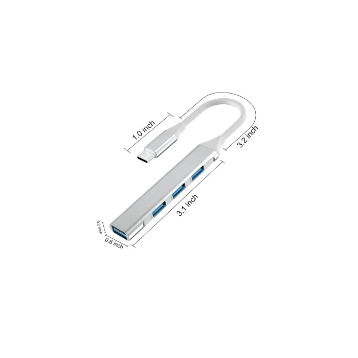 INSPIRE 4-in-1 Portable USB C Hub – 1 USB 3.0 + 3 USB 2.0 Ports