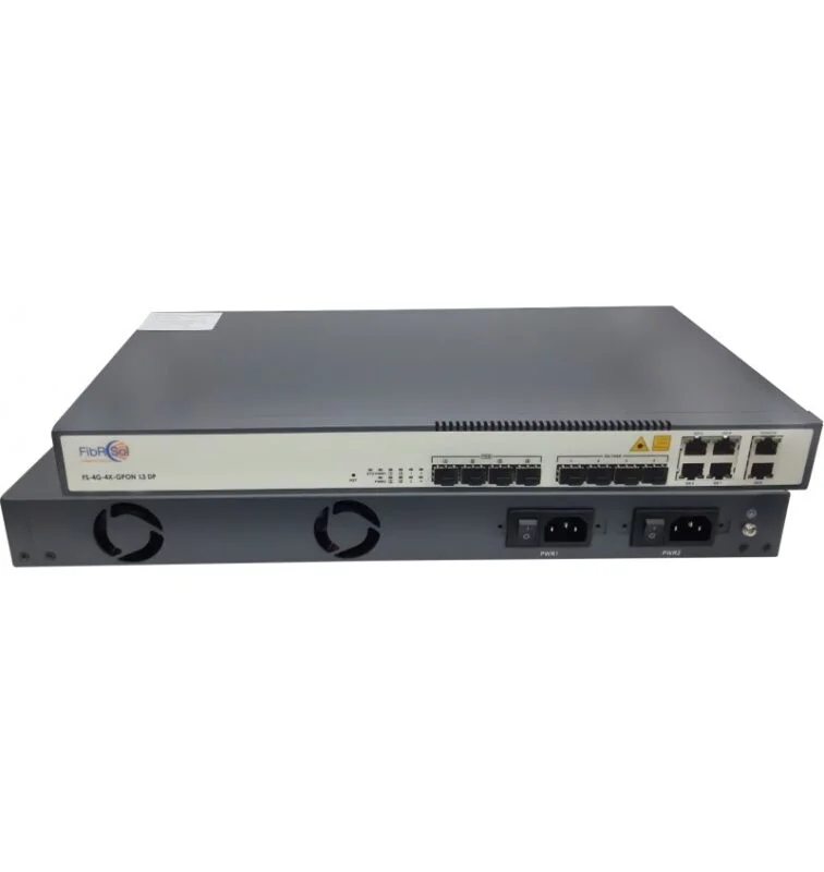 FIBRSOL 4 Port GPON OLT FS-4G-2X-GPON-L3 DP with 4 PON SFP