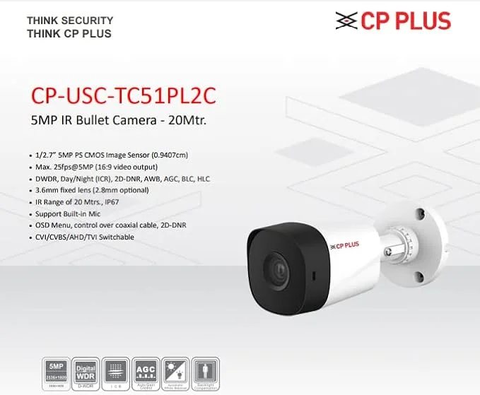 CP PLUS CP-USC-TC51PL3C 5MP IR Dome Camera – 30M Night Vision, Full HD Indoor CCTV 2