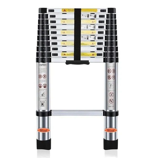 Telescopic Aluminium Ladder 3.2m (10.5 feet) Portable and Compact | Extension Multipurpose Step Ladder for Home and Outdoor | Anti-Slip Rubber Shoes (3.2M)