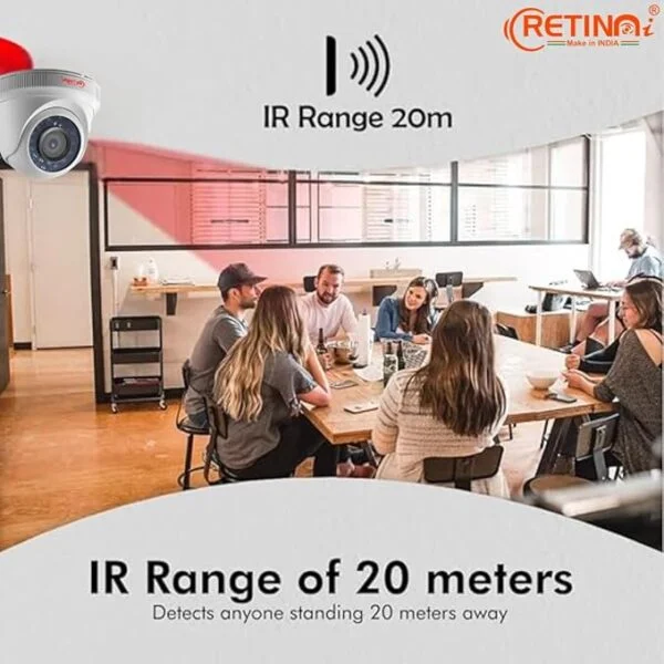 RETINAI AHD Dome 2.4MP CCTV Camera – 1080P HD with IR Night Vision, Mic, and Smart Connectivity for Home & Office Security 6