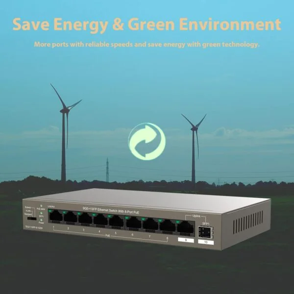 Tenda TEG1110PF-8-120W 9GE+1SFP Ethernet Switch With 8-Port PoE 6
