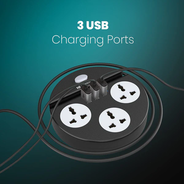 Portronics Power Plate 5 Extension Board with 3 AC Sockets & 3 USB Ports 3