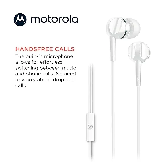 Motorola Wired Earbuds with Microphone – Earbuds 105 Corded in-Ear Headphones, Control Button for Calls/Music, Comfortable Lightweight Easy-Grip Ear Buds, Clear Bass Sound, Noise Isolation 4