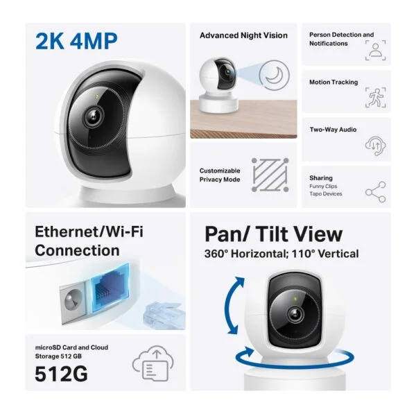 TP-Link Tapo C222 Pan/Tilt AI Wi-Fi Camera | 2K QHD Home Security 2
