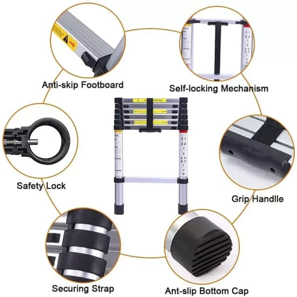 Telescopic Aluminium Ladder – 4.4m (14.43 ft), Portable, Foldable & Multipurpose 3