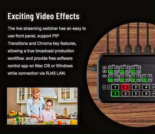 TRICOM 4 Port HDMI Video Switcher Live Streaming Switcher 1080p 4