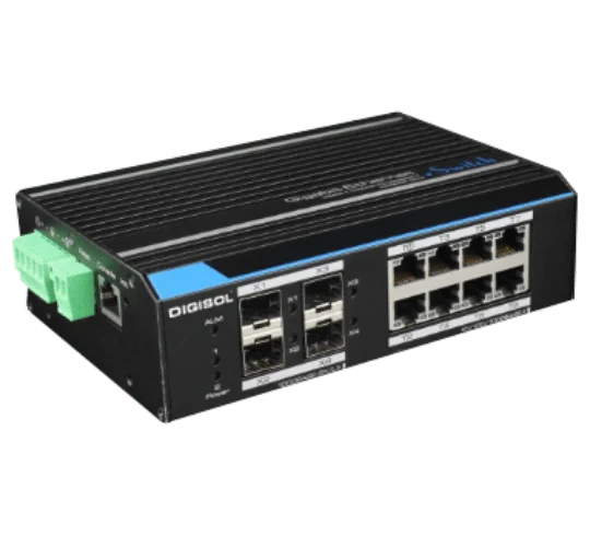 Digisol DG-IS4512HPE – L2-Managed Din-Rail Industrial Gigabit PoE Switch