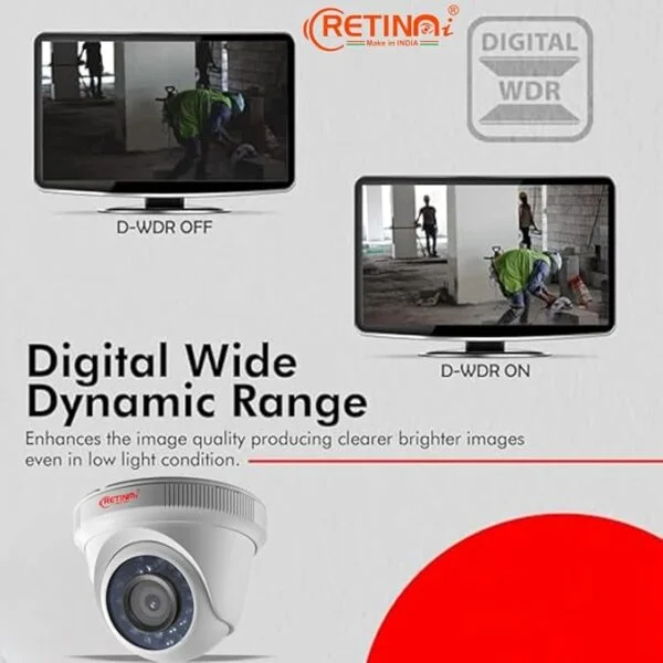 RETINAI AHD Dome 2.4MP CCTV Camera – 1080P HD with IR Night Vision, Mic, and Smart Connectivity for Home & Office Security 5
