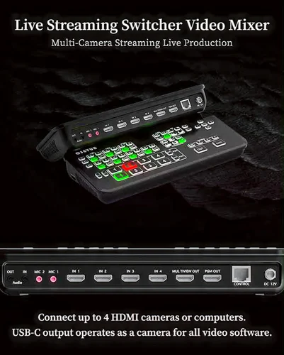 TRICOM 4 Port HDMI Video Switcher Live Streaming Switcher 1080p 3