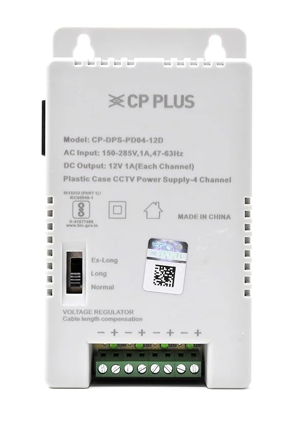 CP PLUS CP-DPS-PD04V3-12D 4 Channel Power Supply – 12V DC Output, CCTV Camera Power Distribution Box, Metal Enclosure, Overload & Short-Circuit Protection