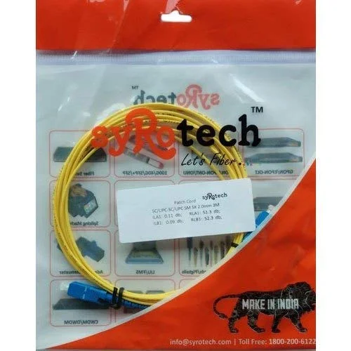 Syrotech Single Mode SINGLE Fiber Pacth Cord SC/UPC to SC/UPC -CONECTOR 5 MTR (PACK OF 10PCE) 3