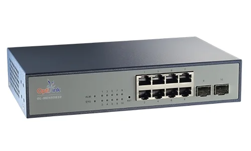 Optilink OP-MEN 95612 8 Port 100/1000 TX + 2 SFP 100/1000 FX Layer 2 Managed Switch with Battery back up