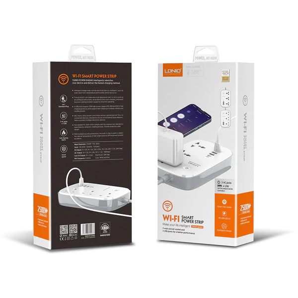 LDNIO SCW3451 Smart Extension Socket – 2500W, 4 USB Ports (30W Fast Charging) 4